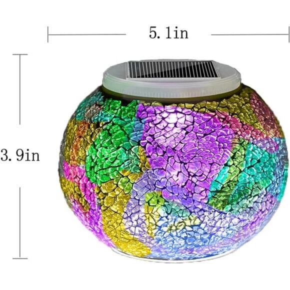 Color Changing Solar Powered Glass Ball Garden Lights, Solar Lantern - Picture 2 of 7
